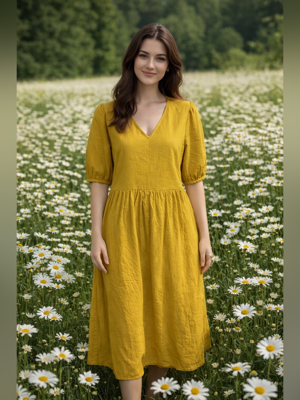 Joe Fresh - Mustard, 100% Cotton, Midi Dress. Large - pit to pit is 22"